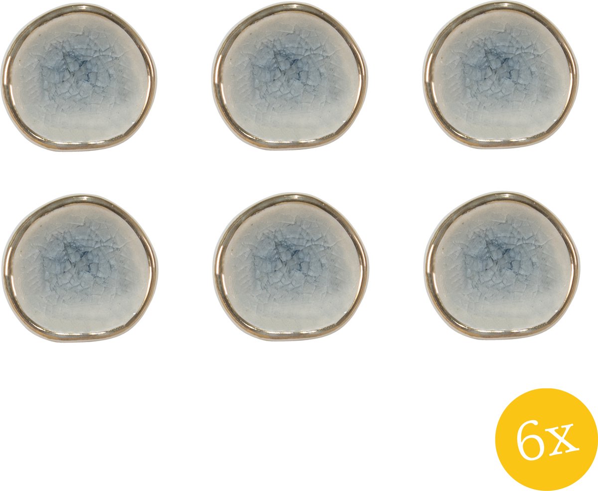 Deurknop set van 6 stuks 4x3x4 cm Blauw Wit Keramiek Meubelknop