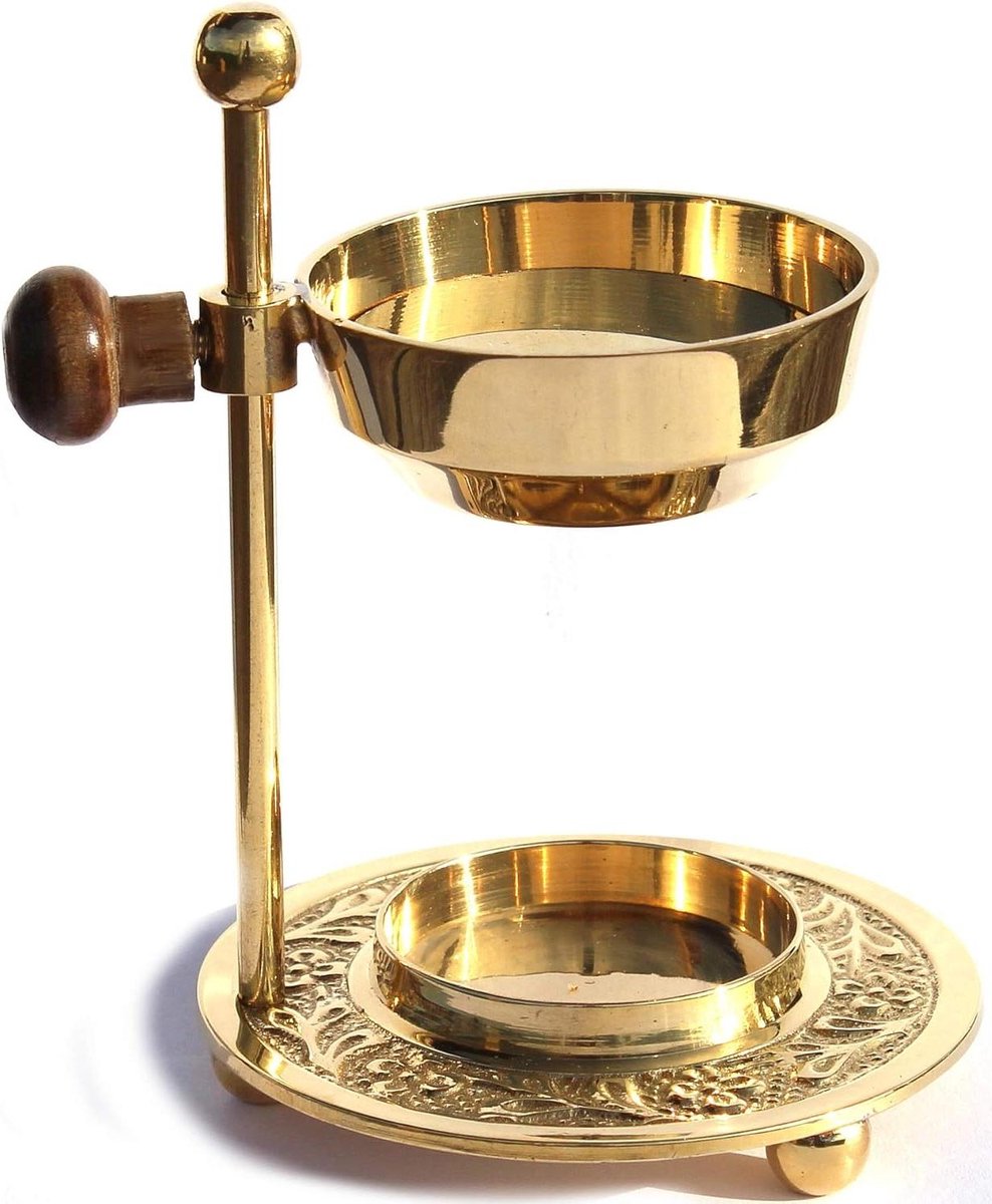 Wierookhouder verstelbaar - goud messing wierookhouder in hoogte verstelbaar voor het roken van wierook of hars - extra inlegplaten toegevoegd