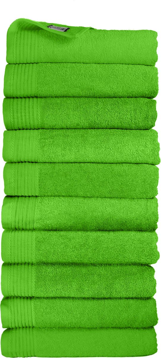The One Towelling Classic Handdoeken - 70 x 140 cm - 10 Stuks - Voordeelverpakking - Hotelkwaliteit - 100% Gekamd katoen - Limoengroen