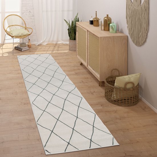 Macrame Marokkaans vloerkleed zwart wit - Merel in Wonderland