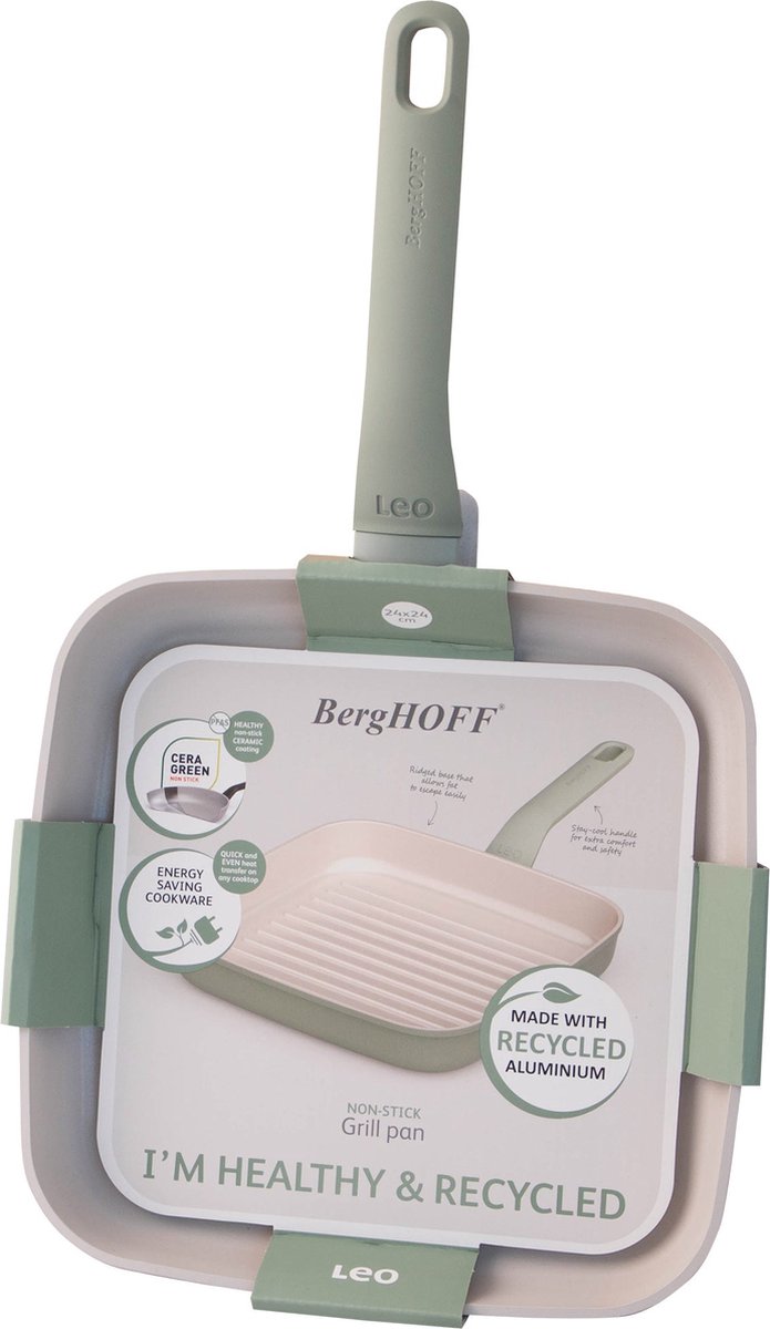 LEO Grillpan antikleef Balance Sage - Ø 24cm - Sage - PFAS-vrij