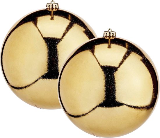 Krist+ Grandes boules de Noël décoratives - 2x - or - 20 cm - plastique - brillant - Décorations de Noël