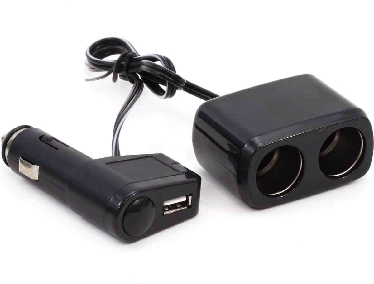 AMiO Verlengstuk Stopcontact SOC1 2+1 USB Universeel Zwart