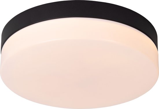 Lucide GENEVE - Plafonnière Badkamer - Ø 23 cm - LED - 1x12W 2700K - IP44 - Bewegingssensor - Zwart