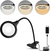 Regal Tech® Loeplamp - Professionele Klem Loeplamp met LED-verlichting - Leeslamp, Bureaulamp, Werklamp - Vergrootglas 5x Vergroting - 54 LED's - 59 cm - Dimbaar - Tafelklem