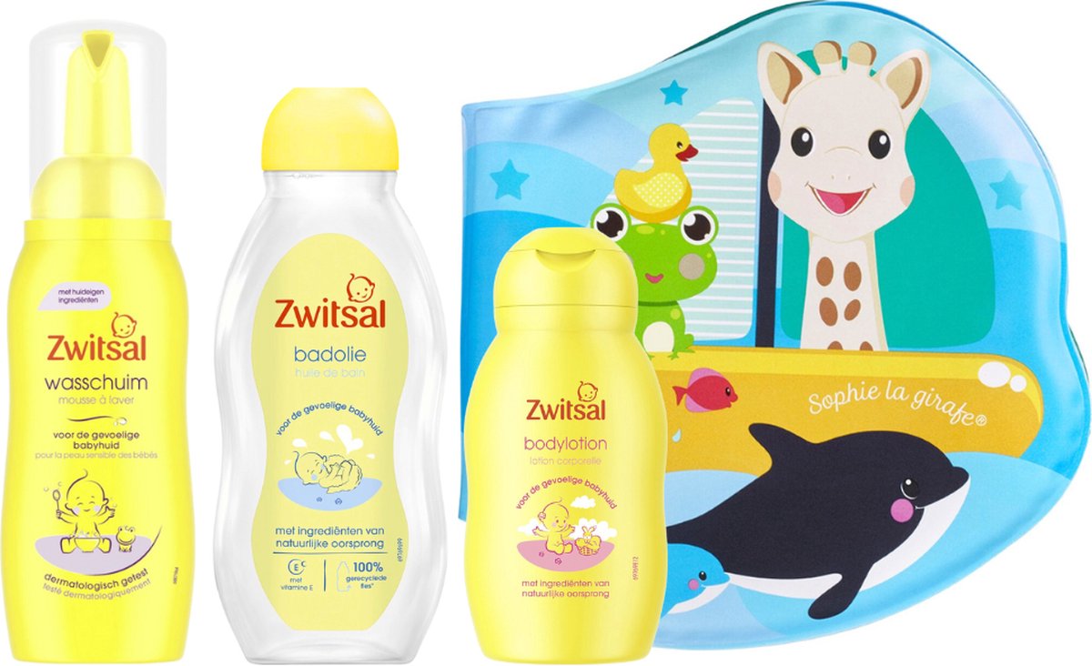 Goedkoopste Zwitsal Cadeauset Bad, Body & Sophie de Giraf Boekje - Zwitsal Badolie - Zwitsal Body Lotion - Zwitsal Wasschuim - Sophie de Giraf Badboekje