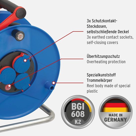 EMOS vorstbestendige outdoor kabelhaspel 50 m, blauw 1,5 mm2