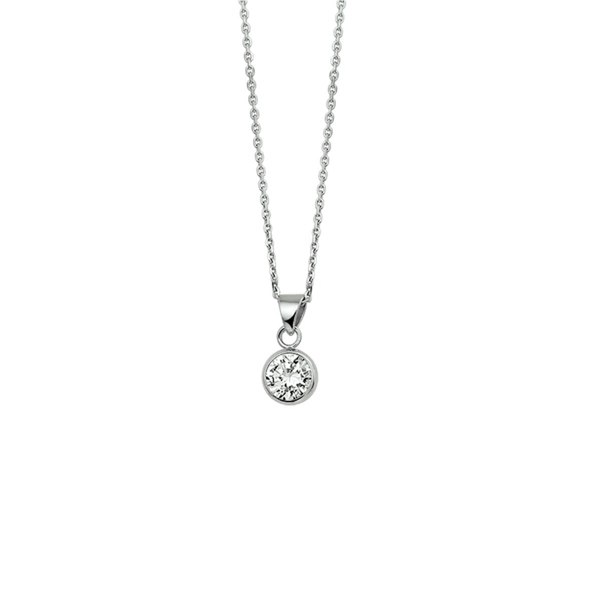 zilver gerhodineerd collier zirkonia 41 + 4 cm 1317761