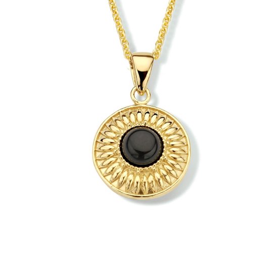 collier en onyx plaqué argent (jaune) 41 + 4 cm 2101864