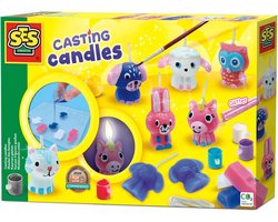 foto van SES - Kaarsen gieten - zelf kaarsen maken - 3 kleuren - inclusief gietmal, lontjes, verf, penseel en glitterlijm - kaarsen maken kinderen - kaarsen maken set