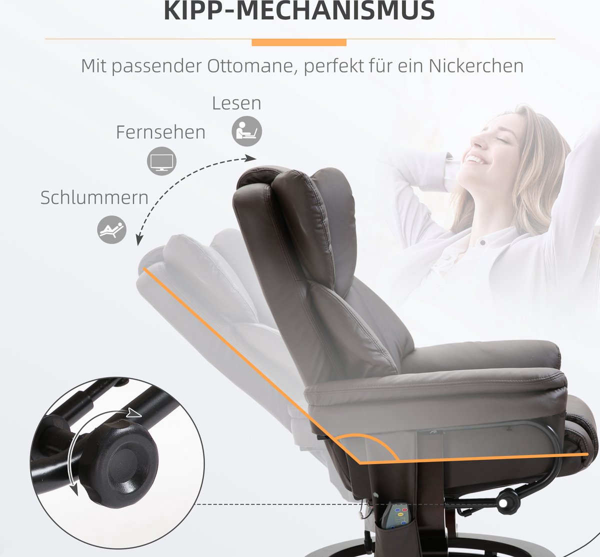 Afbeelding 2 van HOMCOM Relaxsessel met Voetsteun Kunstleder Zwart