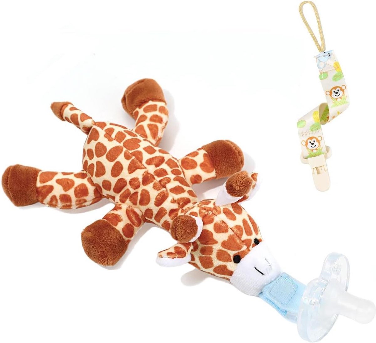 Goedkoopste Giraffe Pacifier Holder with Detachable Plush Stuffed Animal Toy for Infant Boys Girls 3-36 months - Cute and Comfortable Pacifier Clip