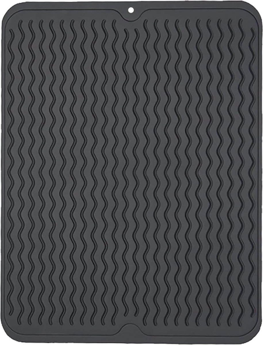 Goedkoopste 2PCS Siliconen afdruipmatten, antislip milieuvriendelijke keuken afdruipmat, gemakkelijk schoon te maken afdruipmat, afdruipmat voor aanrecht (twee maten 30 40cm en 40 50cm) - zwart-40 50cm