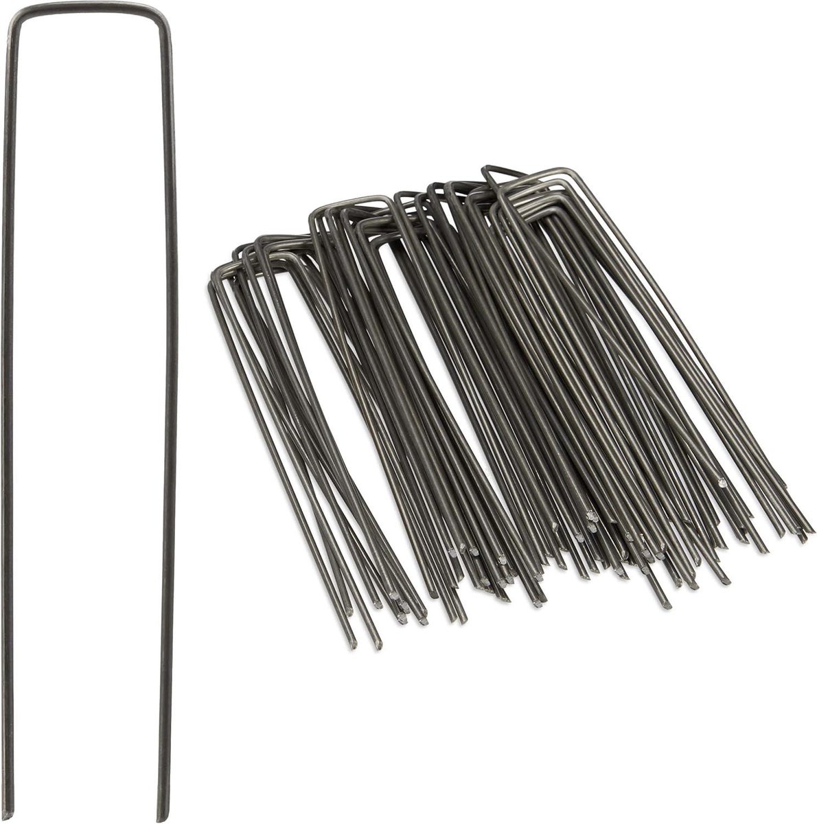Grondpennen set van 50 stuks - 15 cm lang - Ø 2 mm - staal - gepunte uiteinden - grondanker haring zilver.