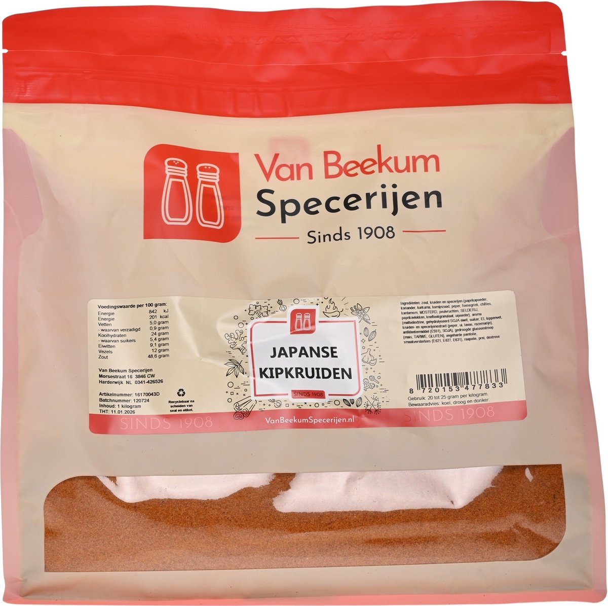 Goedkoopste Van Beekum Specerijen - Japanse Kipkruiden - 1 KG (hersluitbare stazak