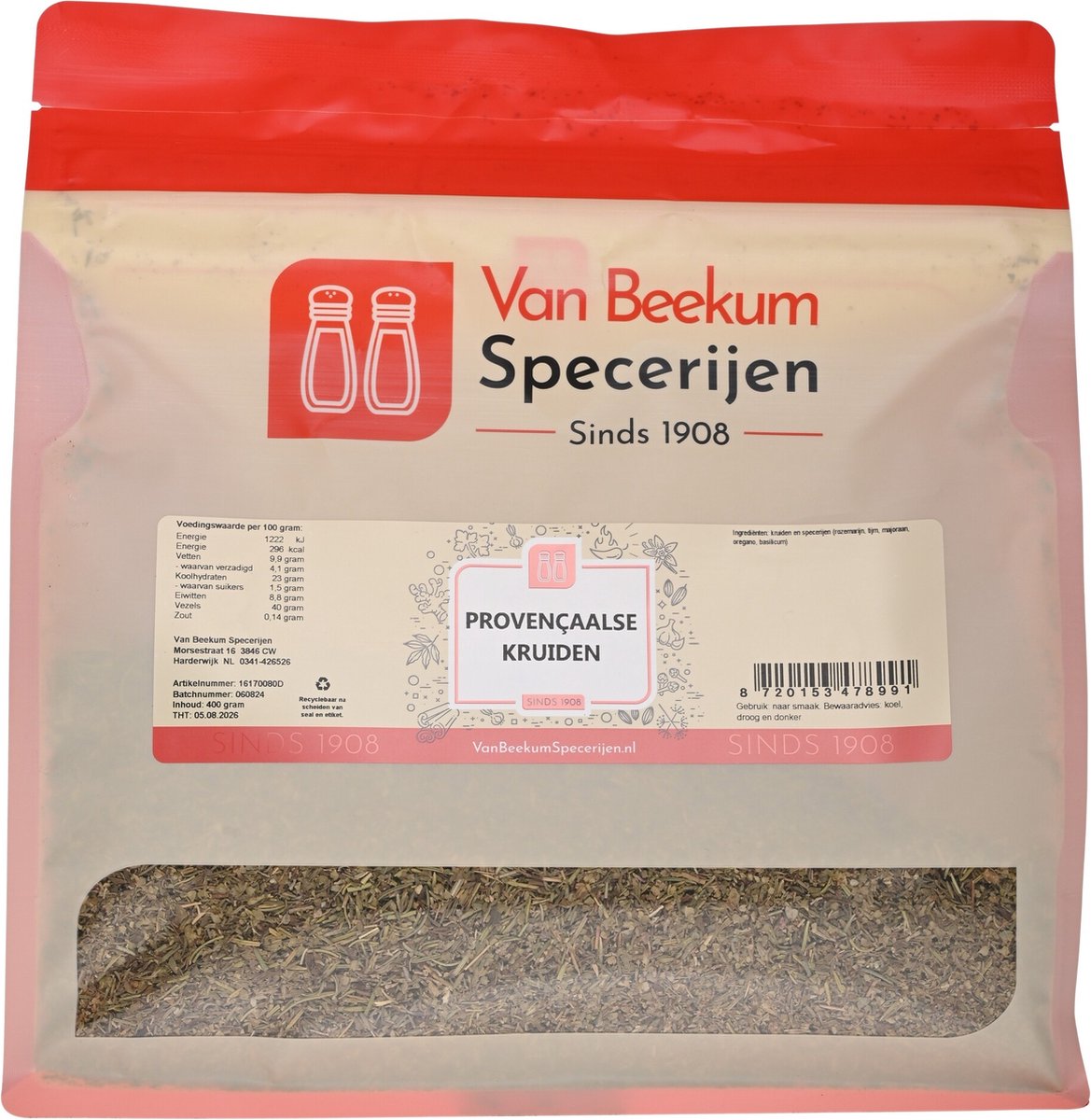 Goedkoopste Van Beekum Specerijen - Provençaalse Kruiden - 400 gram (hersluitbare stazak