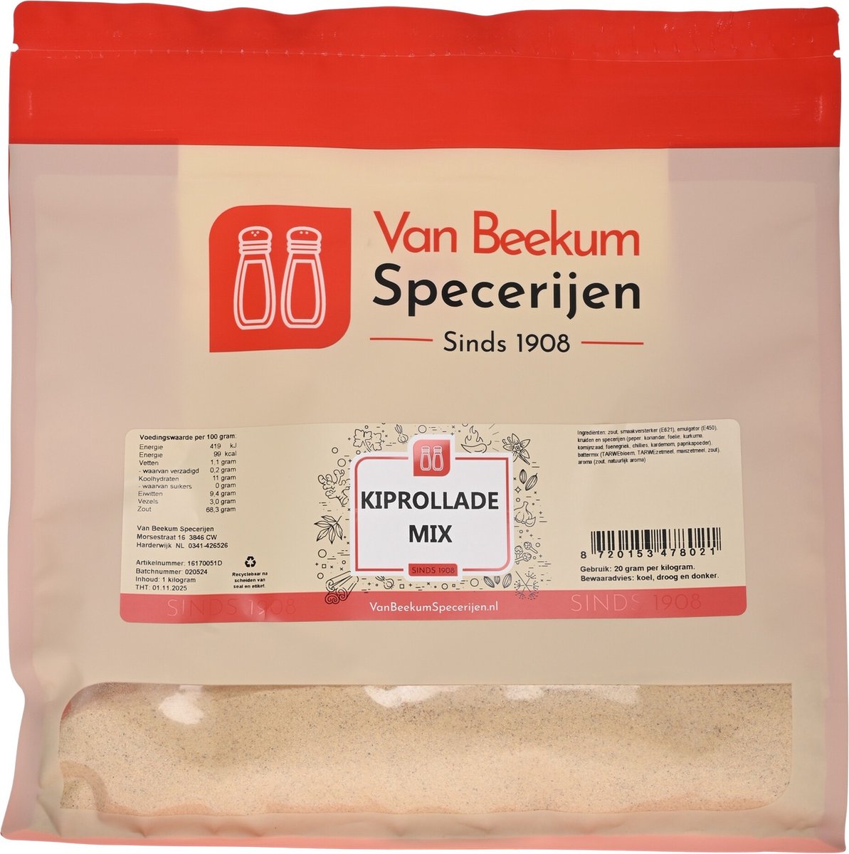 Goedkoopste Van Beekum Specerijen - Kiprollade Mix - 2 kilo (hersluitbare stazak