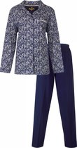 Medaillon Dames Pyjama - Doorknoop - Lange Mouwen - Blauw - Maat XXL