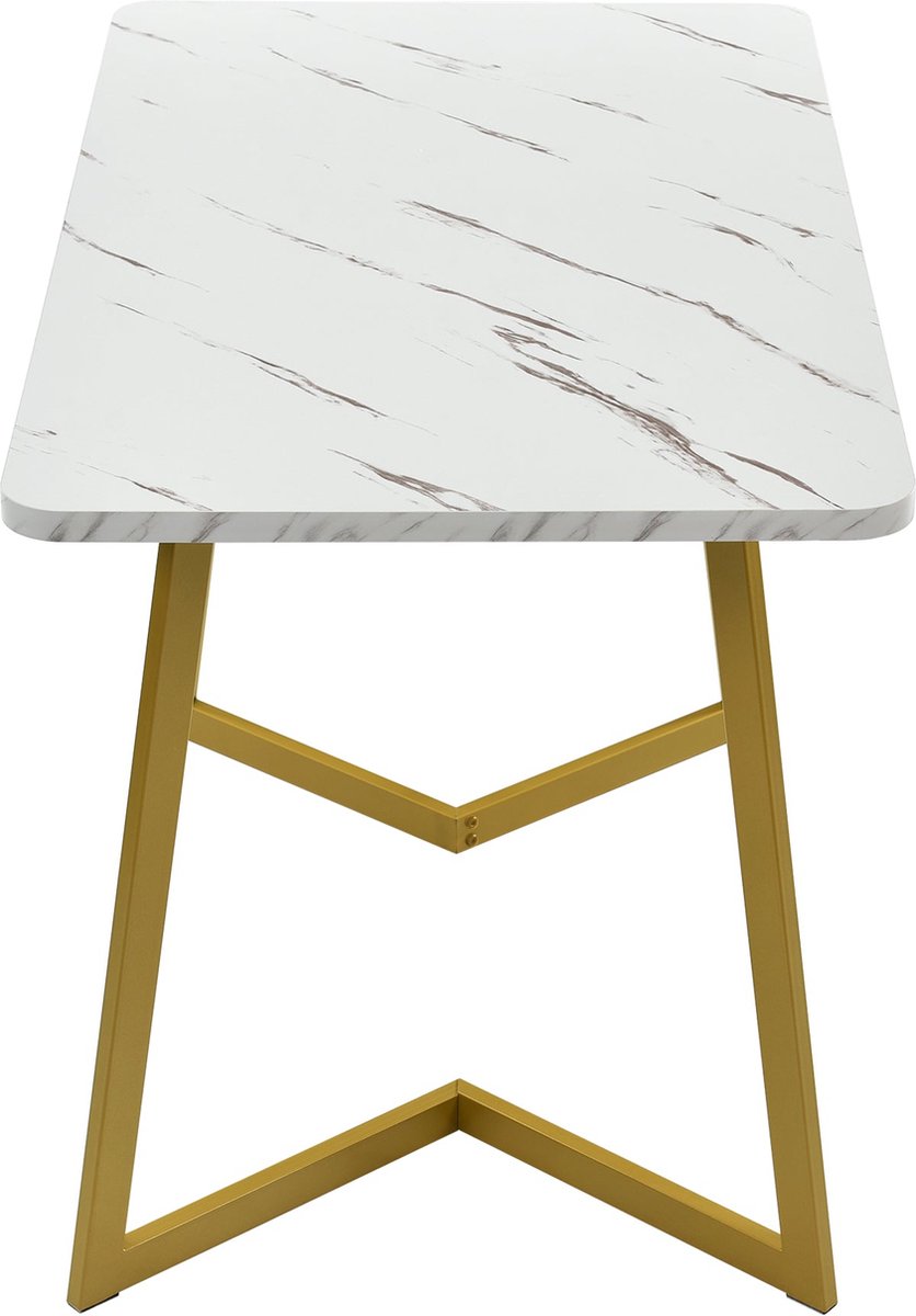 Merax Eettafel en Stoelen Set (5-delig) - 117x68 cm Rechthoekige Tafel met 4 Beige Twill S