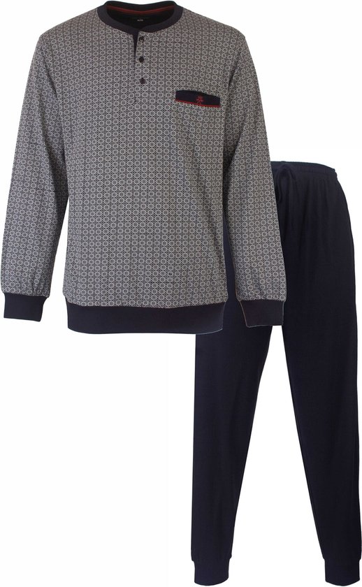 Paul Hopkins Heren Pyjama - Katoen - Met Boorden - Donker Blauw - Maat L