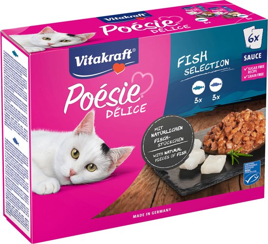 Vitakraft Poésie Multipack Deli Sauce Vis Pouch 6x85 g - Kattenvoer - Koolvis&Kabeljauw