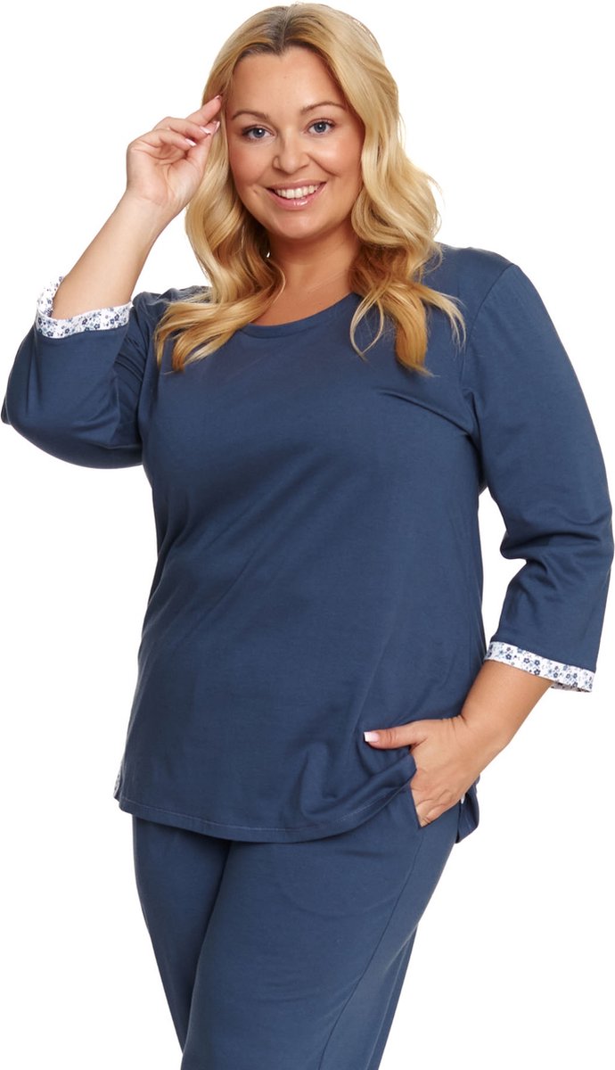 Doctor Nap Dames Pyjama Winter Grote Maten Deep Blue PB.7156 40 / Blauw