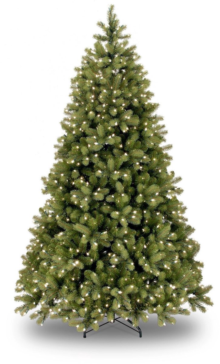 Poly Bayberry Hinged verlichte kunstkerstboom - 198 cm - Groen - Ø130 cm - 1227 tips - 500 ledlampjes (warm wit) - Metalen voet
