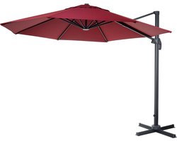 Zweefparasol MCW-A96, parasol, rond Ø 3m polyester aluminium/staal 23kg ~ bordeaux zonder voet