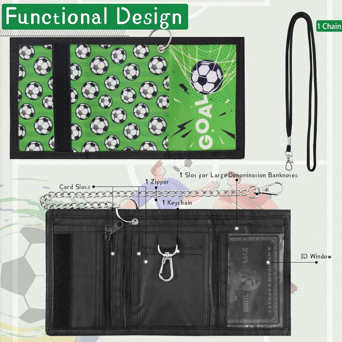 Kinderen textiele portemonnee met voetbalmotief