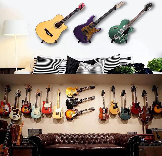 D&A Guitar Gear GRIP: 's Werelds meest robuuste professionele GITAAR WALL MONTE, Metalen constructie, verstelbare ophanghaak voor elektrisch, akoestisch, bas, eenvoudig te installeren in elke muur