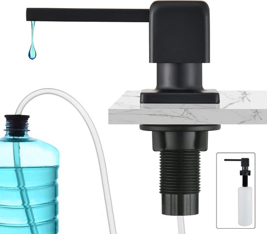 Afwasmiddeldispenser Met Sponsbak Zwart 500 Ml - Zeepdispenser Voor De Keuken Vaatwasmiddeldispenser