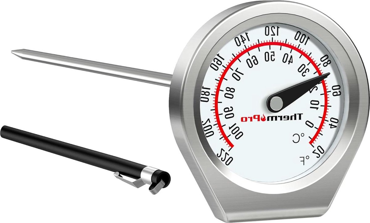 Vleesthermometer - Keukenthermometer Dial Instant Read voor koken en voedselthermometer met glazen lens - Draagbare keukenthermometer met 13 cm roestvrijstalen sonde voor vloeibare biefstuk