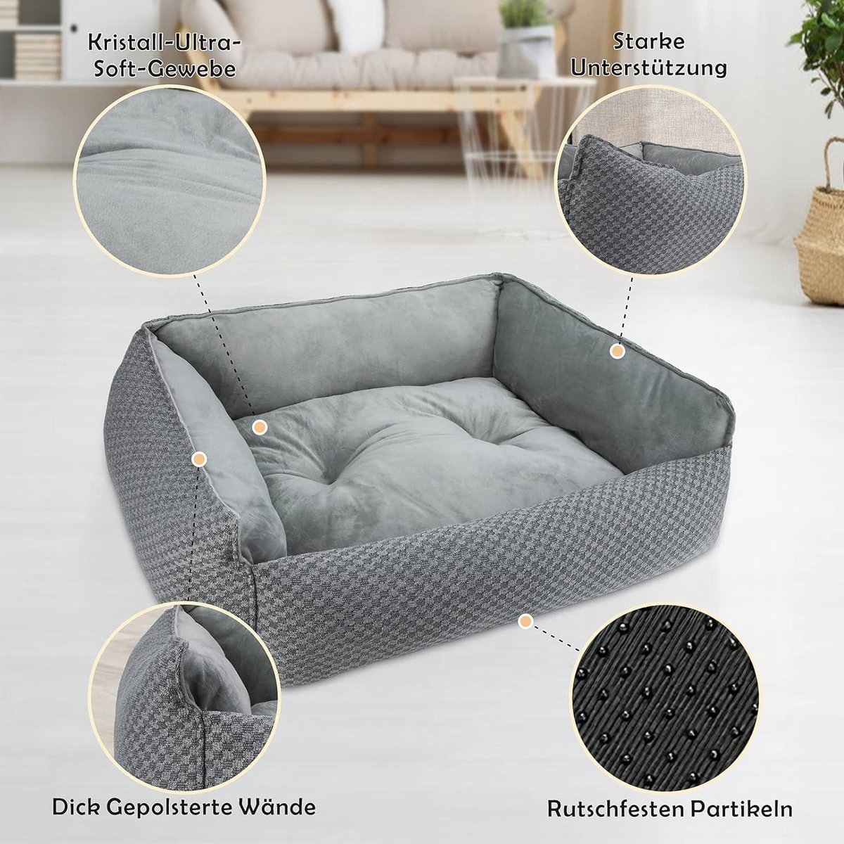 KROSER hondenbedmat, omkeerbaar koel en warm 106 x 71 cm hondenkratmat, machinewasbaar hondenbed, kwestie van schuim met hoge dichtheid, hondenkussen, huisdierbedden voor extra grote honden, grijsblauw