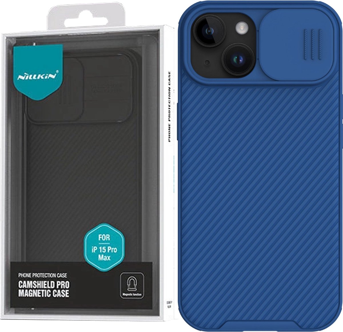 Nillkin - CamShield - Pro Magnetisch Hoesje voor iPhone - 15 - Plus - met - Camerabeschermer - Blauw
