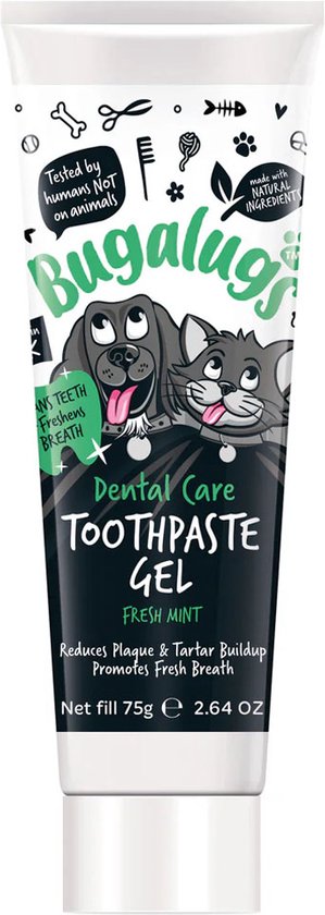 Foto: Bugalugs tandenpasta gel dierentandenpasta voor honden en katten gebitsverzorging fresh mint