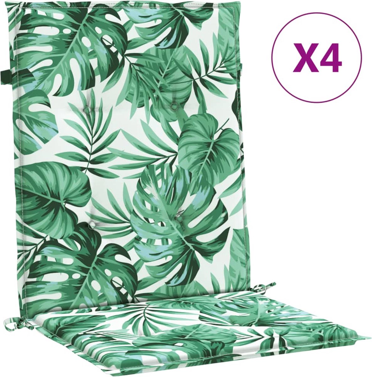 vidaXL Stoelkussens 4 st lage rug oxford stof roze, tuinstoelkussen, tuinkussen, tuinmeubelkussen, buitenkussen, terraskussen, zitkussen, stoel kussen