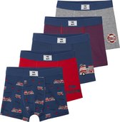 Vertbaudet Set met 5 stretch jongensboxers brandweermannen van biokatoen