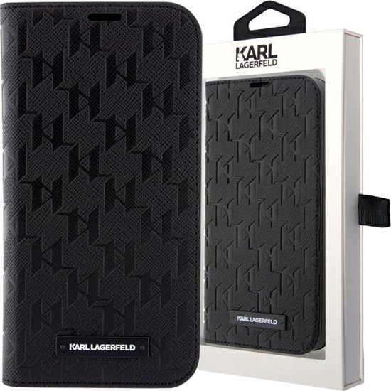 Étui iPhone 14 Pro Bookcase hoesje - Karl Lagerfeld - Zwart uni - Similicuir