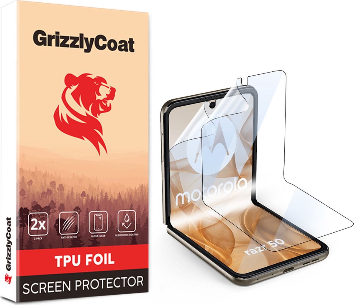 GrizzlyCoat Screenprotector geschikt voor Motorola Razr 50 Hydrogel TPU | GrizzlyCoat Screenprotector - Case Friendly (2-Pack)