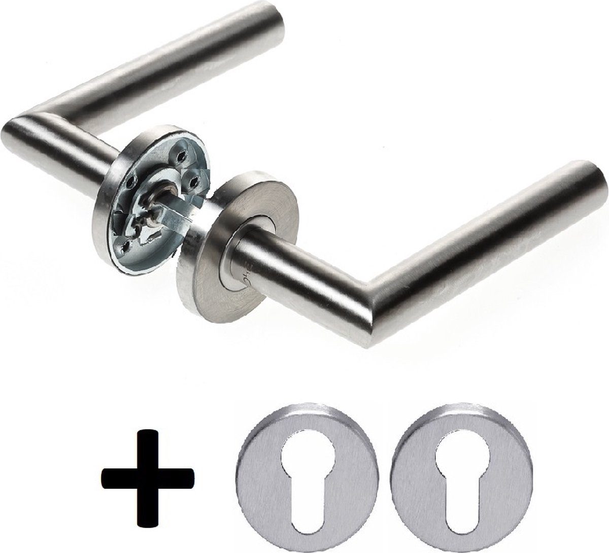 D4E DEURKRUK OP ROZET (EXCL. PC) RVS304 L-90GR DESIGN