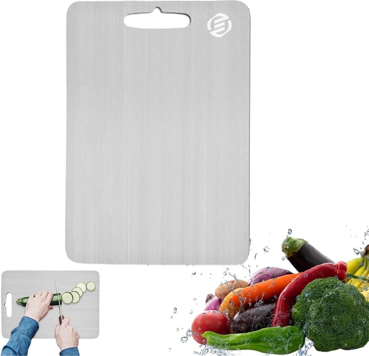 Equivera Titanium Snijplank - Geen Plastic - Geen Geurtjes - Roestvrij - Cutting Board - Anti Bacterieel - Vaatwasserbestendig