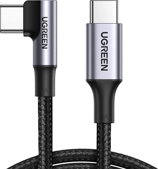 USB-C haakse kabel 2m 480Mb/s zwart USB-C naar USB-C Ugreen US334