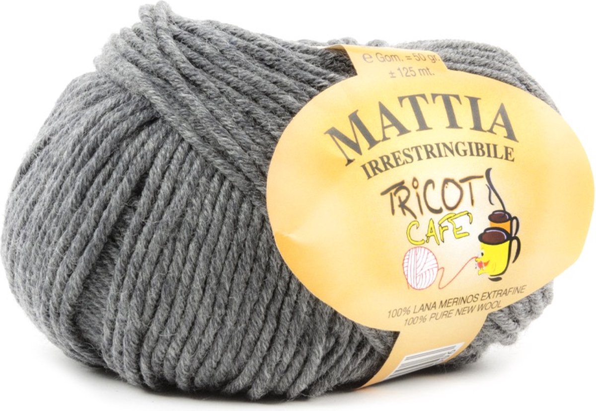 Tricot Cafè Tricot Café Mattia zachte bol garen Pure Merino Extra fijn garen Ideaal voor pasgeborenen Breiwol: 3 50 4 00 50 gr Donkergrijs 8