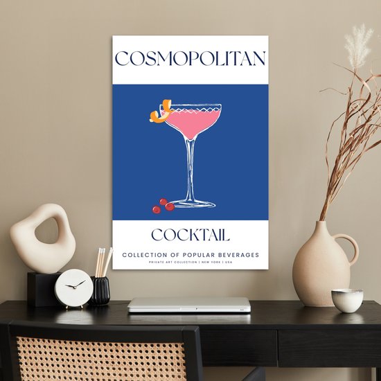 Affiche 40x60 cm - Cocktail - Cosmopolitan - Vintage - Blauw - Posters - Décoration murale cuisine - Décoration murale salon - Accessoires décoratifs - Décoration murale chambre
