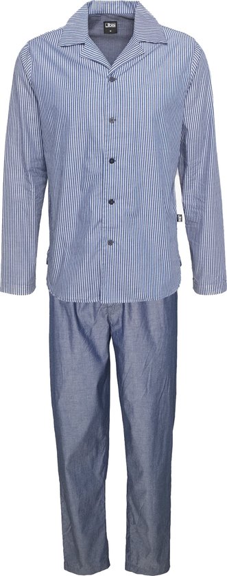 Foto: Jbs heren pyjama set lang gestreept met knoopsluiting lichtblauw maat xxl