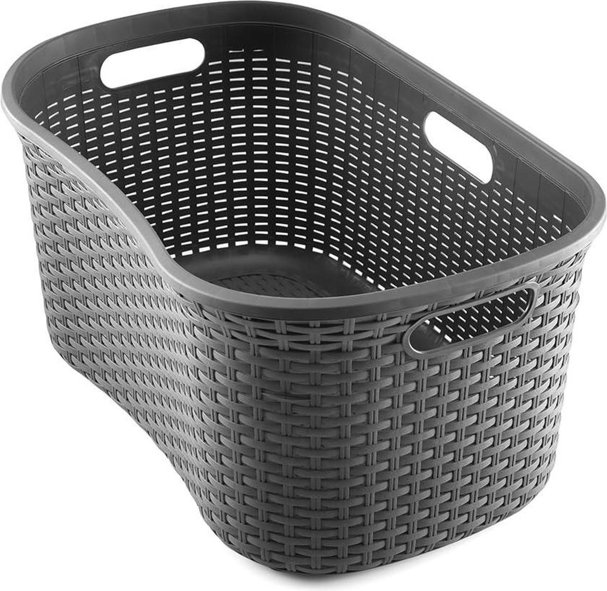 Goedkoopste Hipster wasmand van faux rotan - houtskool - 40 liter