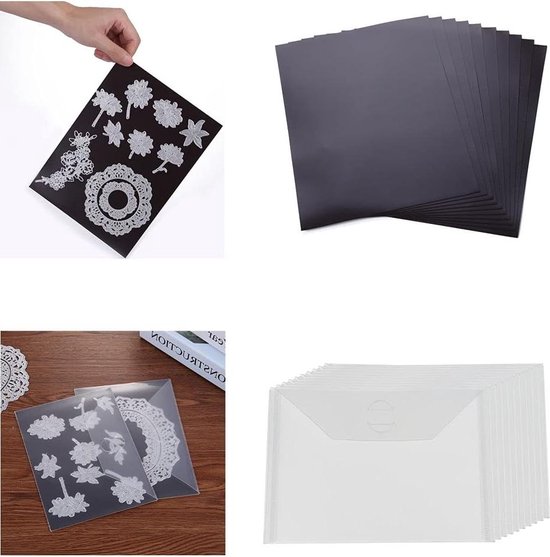 Briartw 10 Pack Stevige Clear Plastic Envelop Opbergzakken & 10 Pack Rubber Zachte Magneet Vel voor Snijden Dies Stencil Crafting Die Cuts Stempels Opslag Sets Geweldig voor Stamper Crafter Porjecten