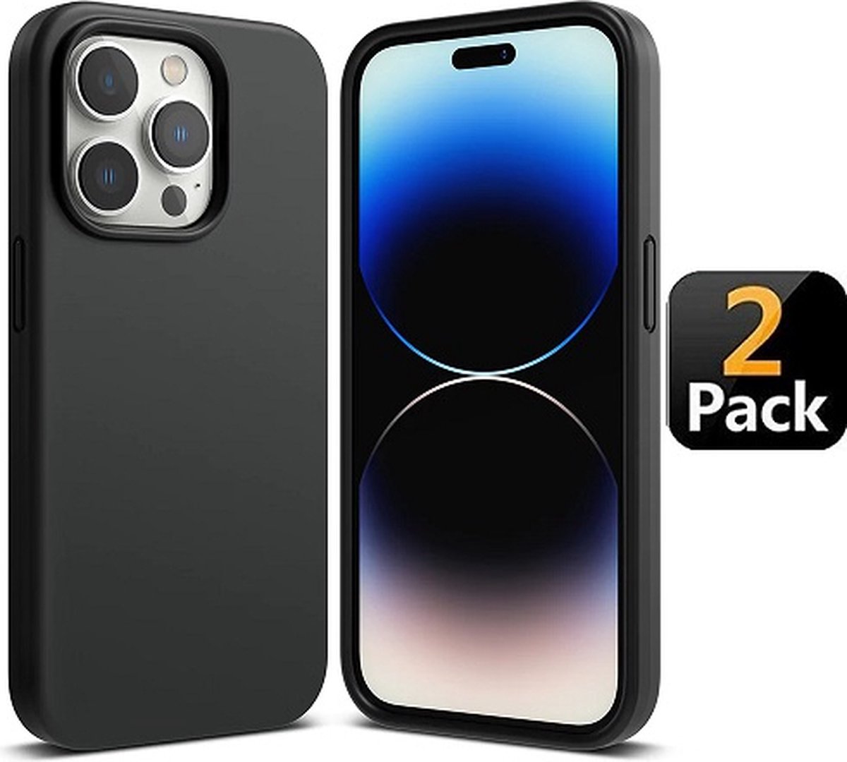 iPhone 14 Pro Hoesje TPU Siliconen Zwart 2x