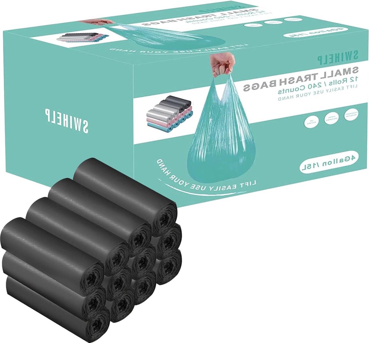 Goedkoopste Kleine 15 Liter Prullenbak Liners 240 Count - Afvalzakken voor Badkamer Keuken Slaapkamer Kantoor Huisdier Auto - 4 Gallon