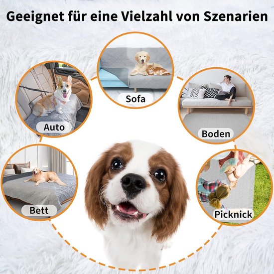 GYURO 100% waterdichte hondendeken, aan beide zijden verkrijgbaar, zacht, voor grote en kleine honden, bescherming voor bank, bed en auto, wasbaar in de wasmachine (kaki, 150 x 130 cm